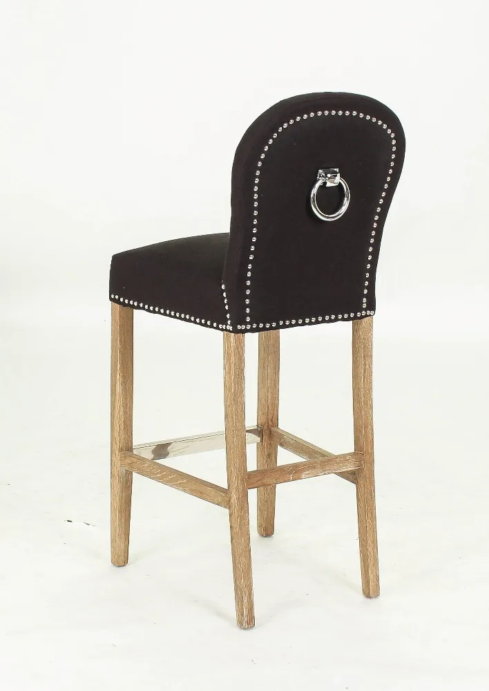 
Black fabric bar stool with ring back 
