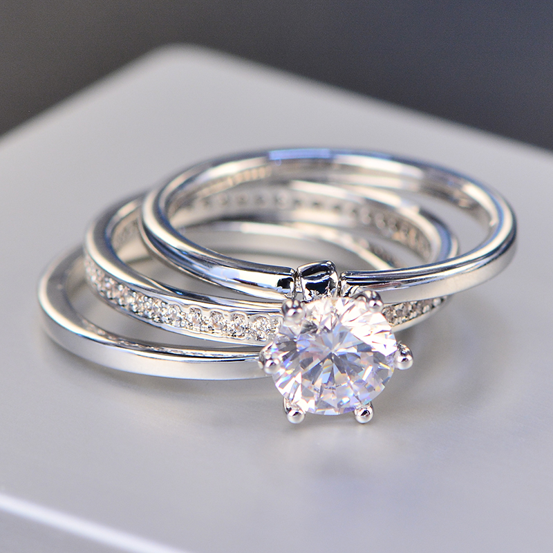

Unique Design Three Rings Set 925 Sterling Silver/Brass Rings with CZ Jewelry Gifts Size 5-10#, Picture