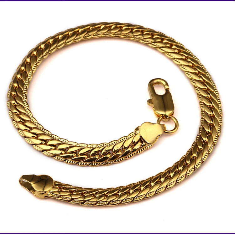 Fashion Wide Flat Gold Hand Chain Bracelet For Men In HipHop Style