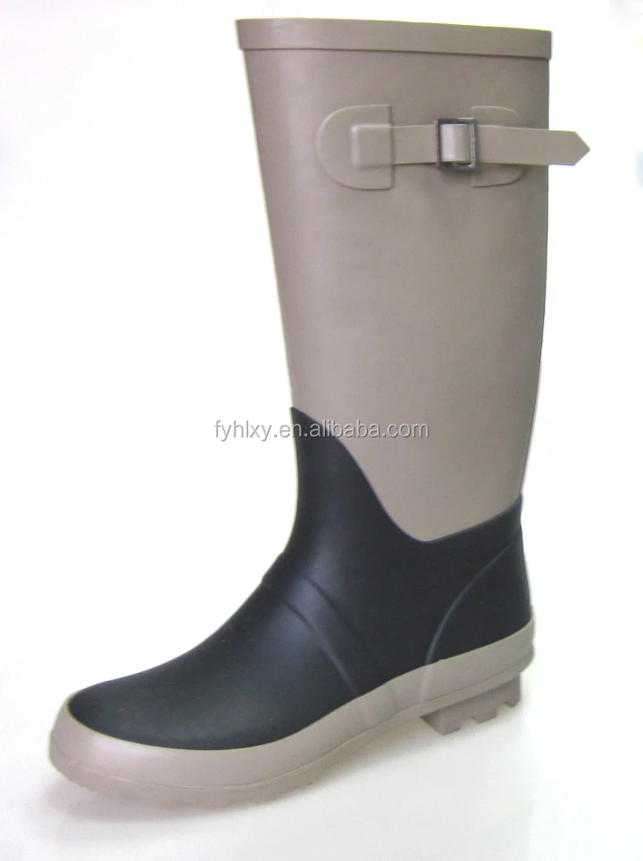 Sexy Red Double Buckle Design Wellies Women Horse Riding Sex Rubber