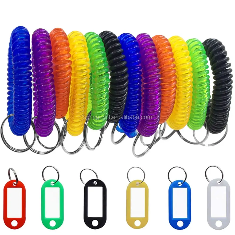 Colorful Assorted Flexible Plastic Spiral Keyring Chains Plastic Spring