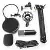 Studio Recording Dynamic Condenser Microphone with Shock Mount with Scissor Stand Pop Filter