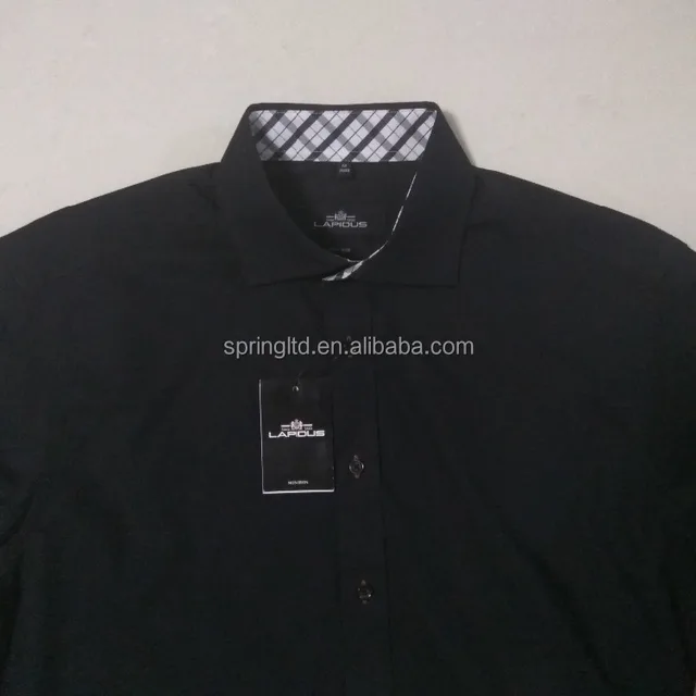 OEM black cotton long sleeve shirt with contrast fabric