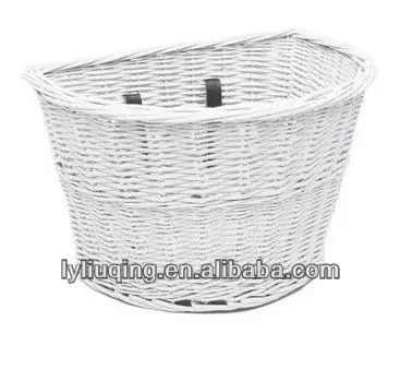 white wicker bike basket