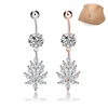 CZ Flower Navel Ring Dangle Belly Button Piercing 316L Surgical Stainless Steel Body Piercing Jewelry