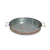 Wholesale Decorative Trays Serving Platter Rose Gold Handles Copper Edge Galvanized Iron Oval Metal Serving Tray