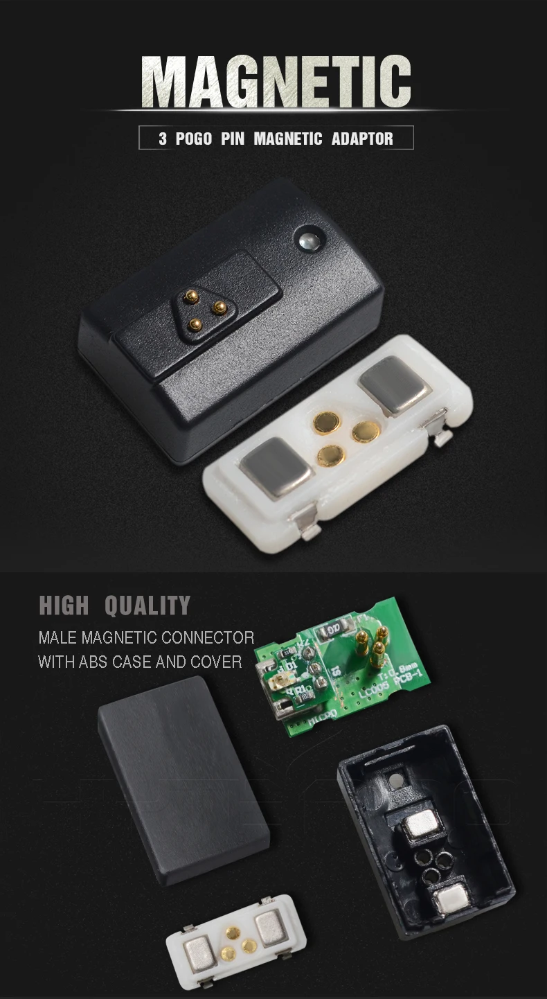 Smart watch usb charger 3 pogo pin magnetic usb connector cables with led light - ANKUX.COM