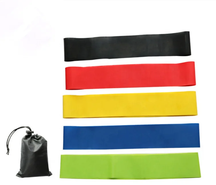 

High quality CustomYoga Resistance Exercise Band loop 5 Level set, Black red green blue yellow