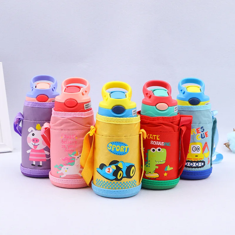 

350ml Baby bottles 304 stainless steel tumbler for kids with handle and straw colorful children mug feeding bottles, N/a