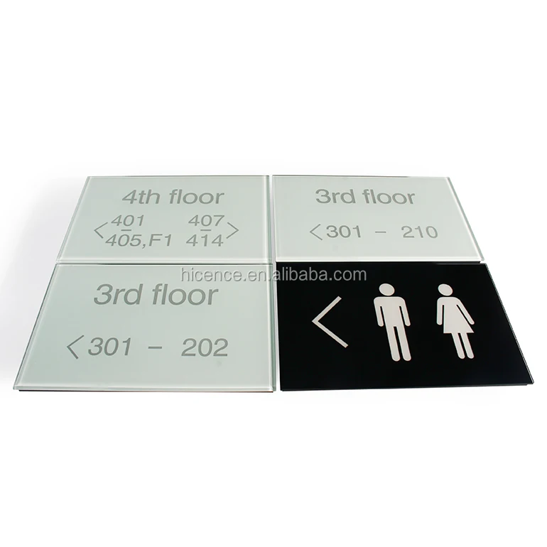 Crystal Glass Plate Hotel LED Lighted Door Room Number Level Number Direction Signage