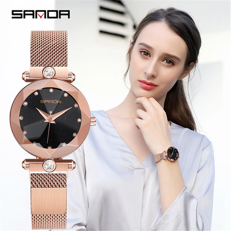 

SANDA 256 Luxury Women Watches Minimalism Starry sky Magnet Buckle Fashion Casual Ladies Wristwatch Waterproof Quartz Watch