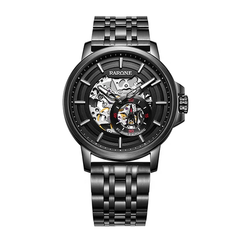 

New luxury 316L stainless steel skeleton man mechanical automatic watch, N/a