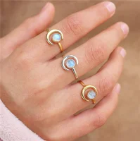 

Vintage Moon Rings Adjustable Women Gold Moonstone Rings For Women Simple Healing Crystal Thin Ring Gifts