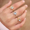 Vintage Moon Rings Adjustable Women Gold Moonstone Rings For Women Simple Healing Crystal Thin Ring Gifts
