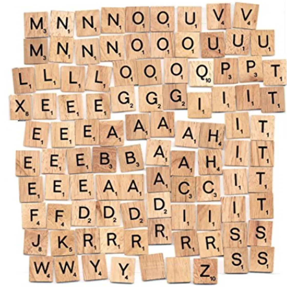 ShungHo 100Letter Tiles Wooden Scrabble Replacement Tiles Great for Crafts, Pendants, Spelling Chirdren Toy