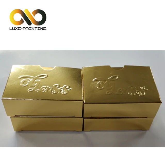 
250gsm golden card embossed logo custom printing contact lens packaging 