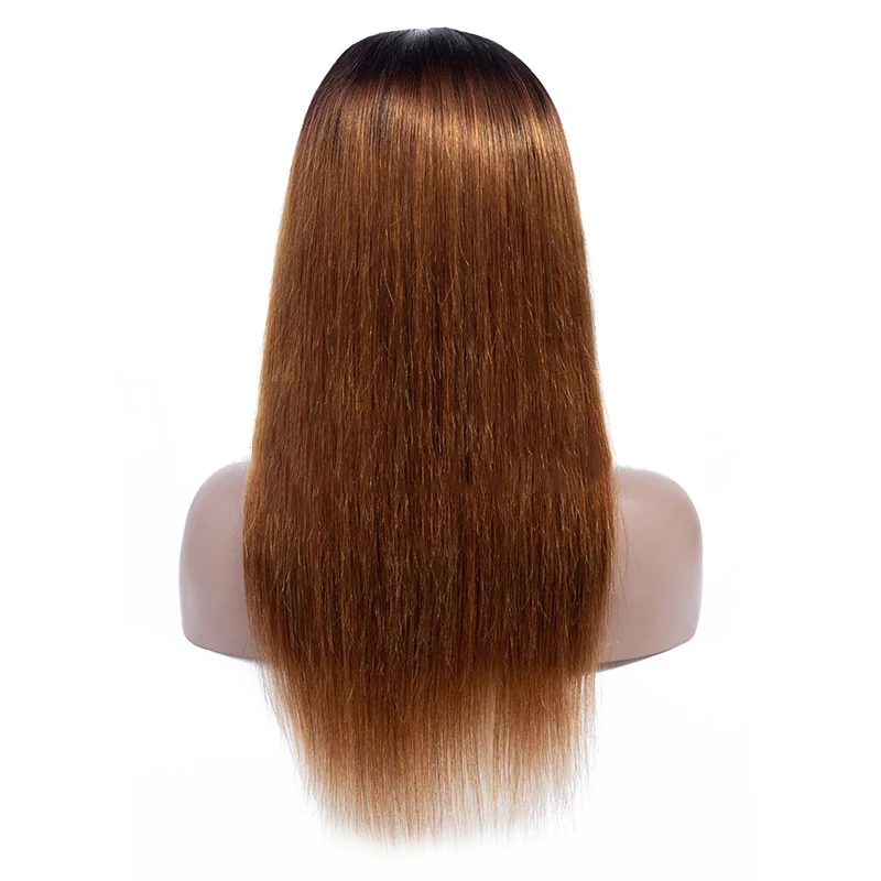 

Ombre Color 1b/30 4x4 Lace Closure Wig Brazilian Straight Hair Lace Front Wig Pre Plucked 180% Density Middle Part