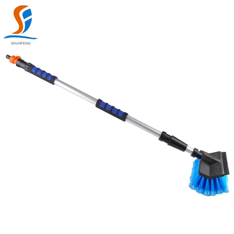 
Telescopic handle soft bristle water through brush for car wash 
