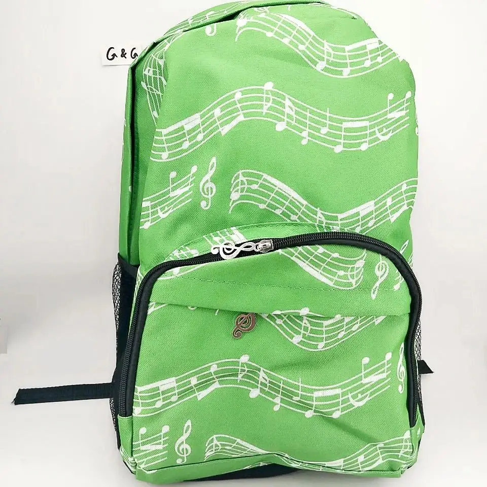 

2018 New Fashion Music Notes School Fabric Backpack, Green