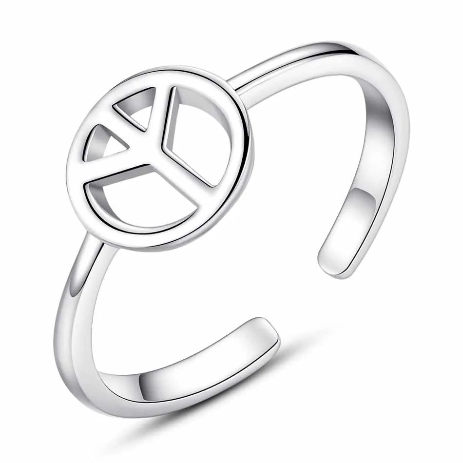 

High Quality 925 Sterling Silver Ring Brass Peace Single Finger Rings For Women Wedding Female Authentic Jewelry