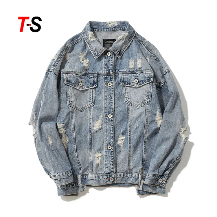 

Simple Pure Color Long Sleeve Large Size Casual Retro Mens Denim Jacket, Customized color