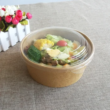 Compostable Take Away Kraft Paper Salad Bowl With Lid - Buy Take Away ...