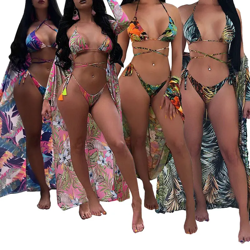 

80322-MX121 Hotsale beautiful hot sexy 3 pieces sexy crossover bikinis swimwear for ladies
