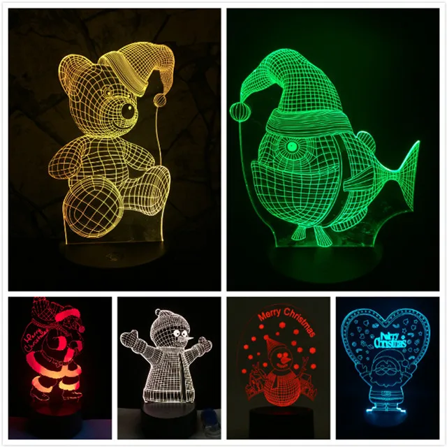 7 Color Changing Visual illusion Desk Lamp Creative Action Figure Toy 3D Led Table Night Light for Kids gift