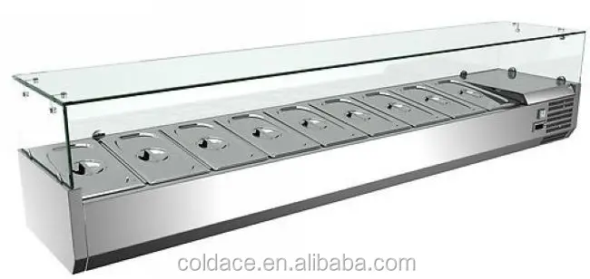 List Manufacturers Of Refrigerated Counter Top Salad Bar Glass Cover Top Salad Bar Counter Refrigerator With Factory Prices