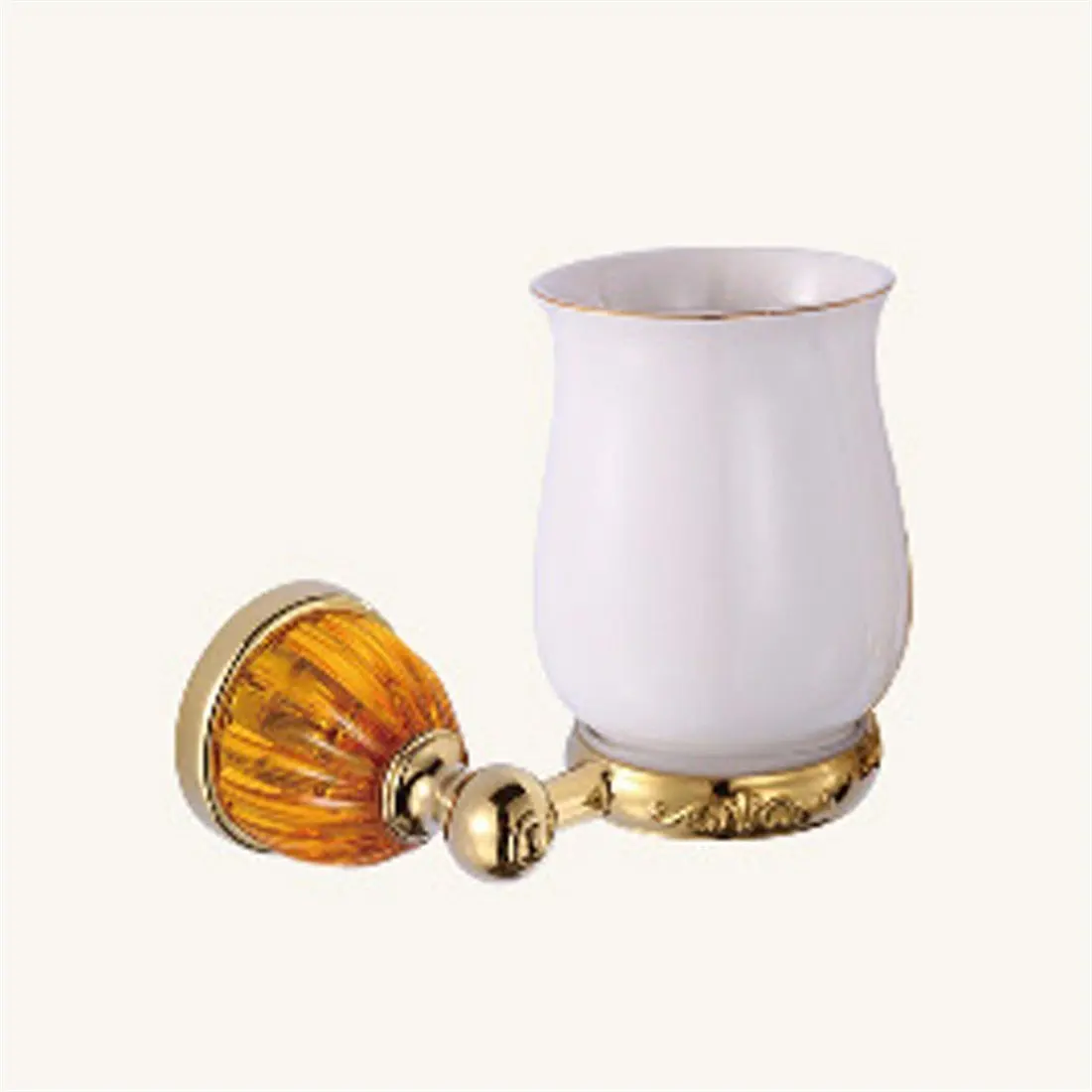 LAONA European style gold zinc alloy amber base bathroom fittings towel ring single and double rod,Single cup