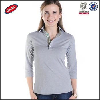 women's polo shirts with three quarter sleeves