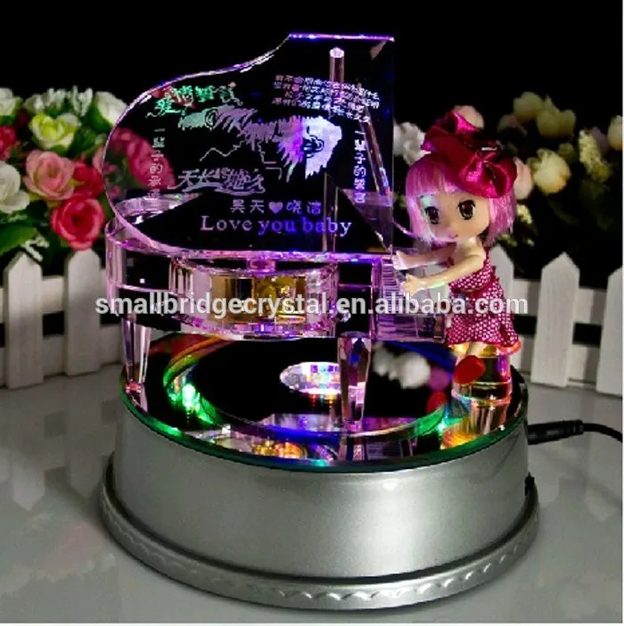 Wholesale customize piano music box musical instruments crystal piano for happy birthday wedding souvenir supplier