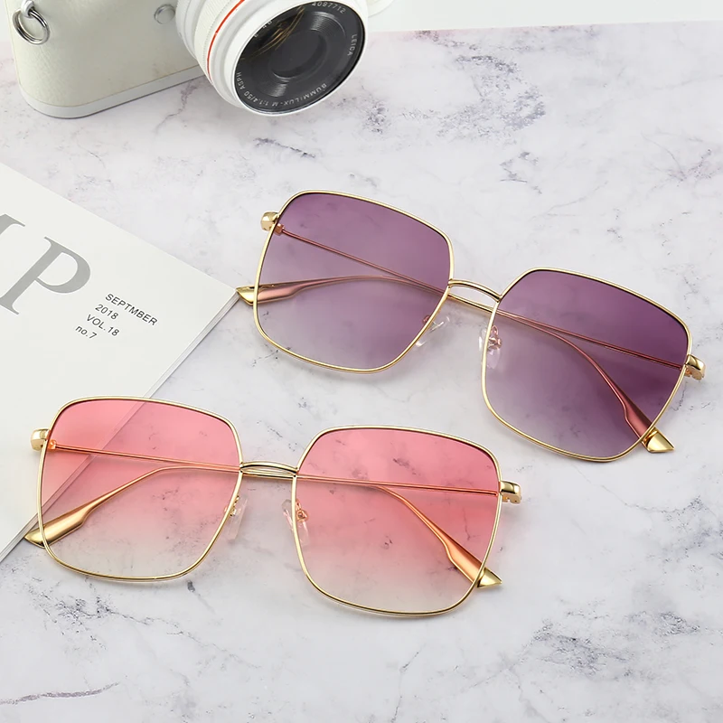 

New Fashion Brand Design Sun Glasses Women Metal Style Gradient Sunglasses