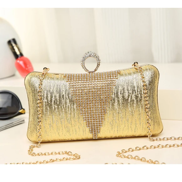 

Gold clutch bag crystals Fashion woman cheap tote handbag crystal evening bag