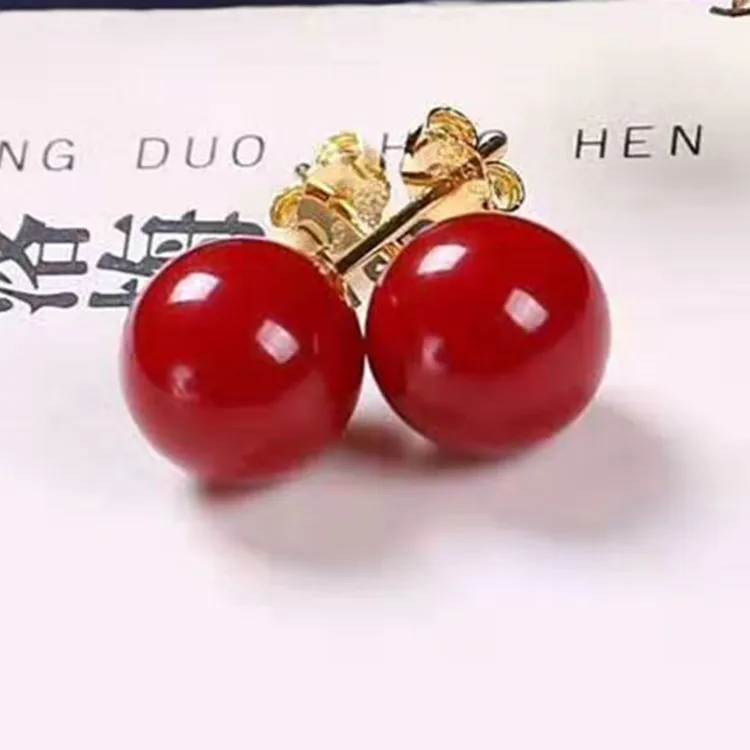 

925 silver natural Italian Sardine red coral pendant stud earring for female