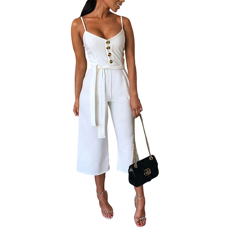 Summer New Listing  Sleeveless One Piece Casual Wide Leg Pants Sleeveless Sexy Jumpsuit For Women