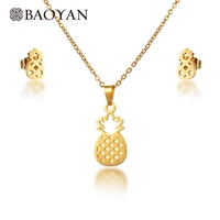 

BAOYAN Fashion Gold Plated Stainless Steel Pineapple Jewelry Sets