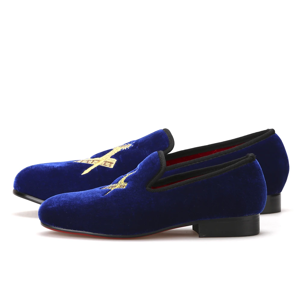 blue velvet shoes