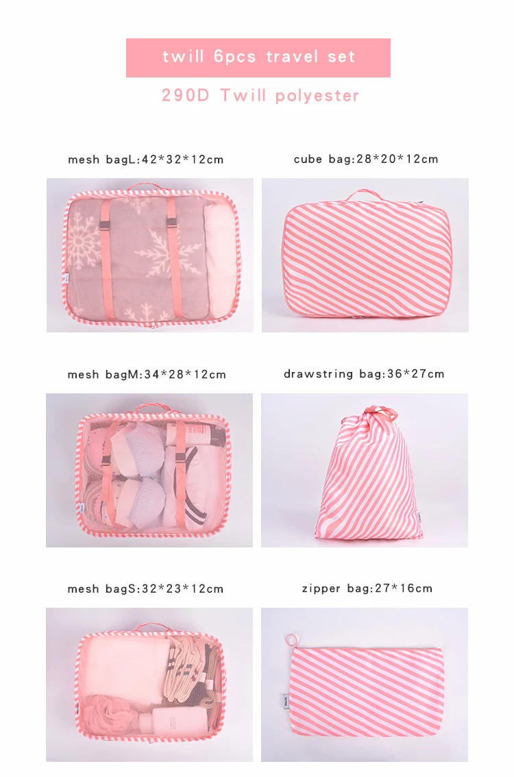 Promotional Packing Clothes 6 pieces Storage Organizer Travel Set Travel bag