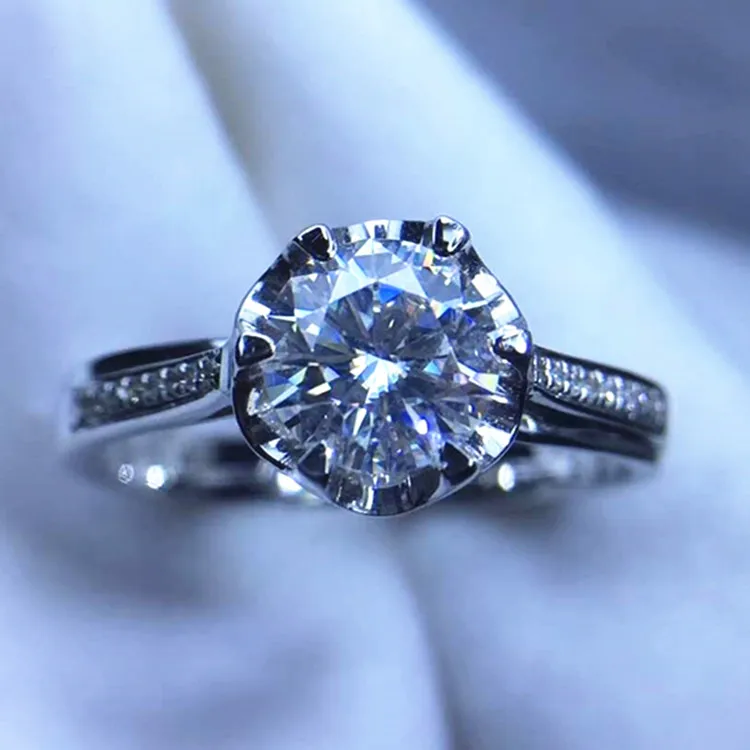 

genuine Gemstone jewelry 18k white gold South Africa real diamond American natural moissante Beautiful shiny Ring