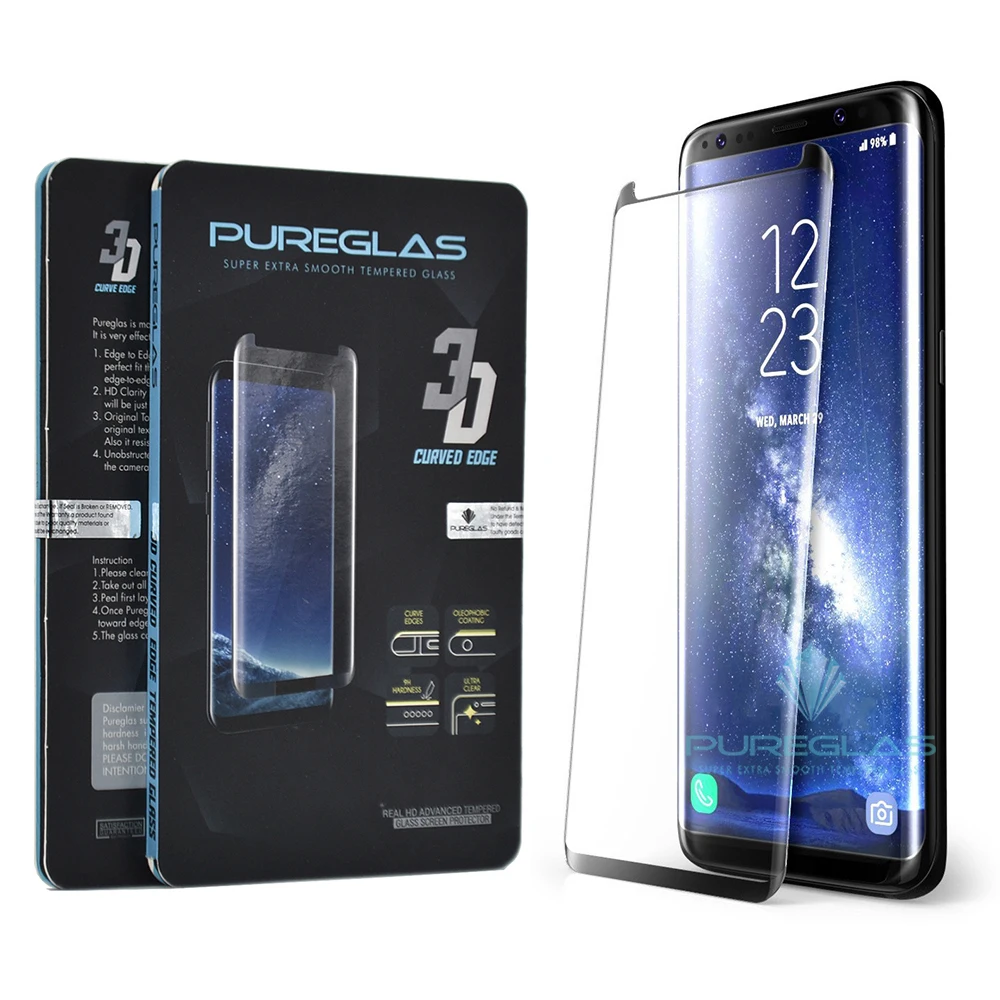 

New Arrival! 3D Curved Glass Protector For Samsung Galaxy S8 Tempered Glass Screen Protector, Crystal clear and black