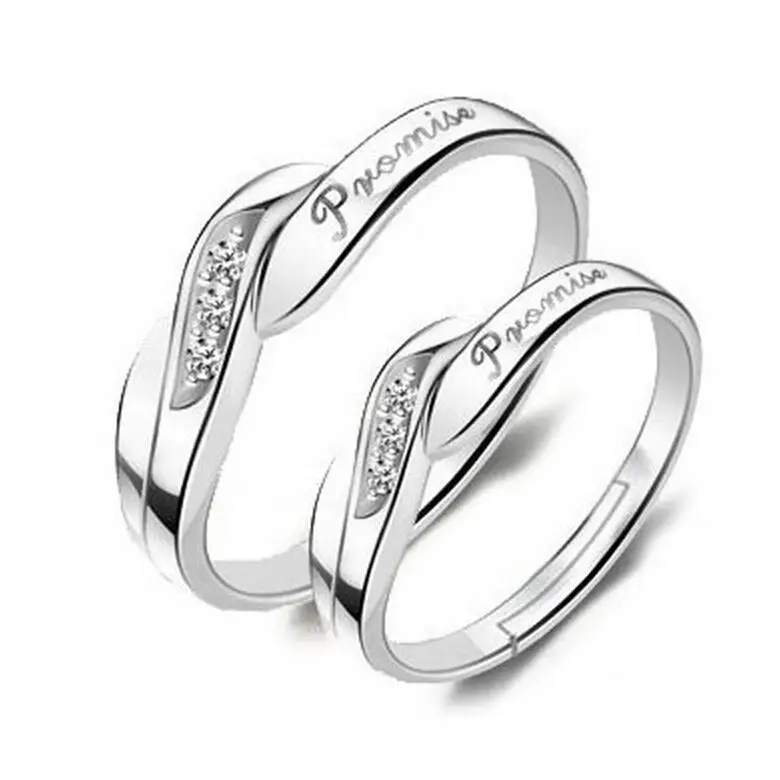 

18K white gold filled Couple Ring Adjustable Ring promise ring
