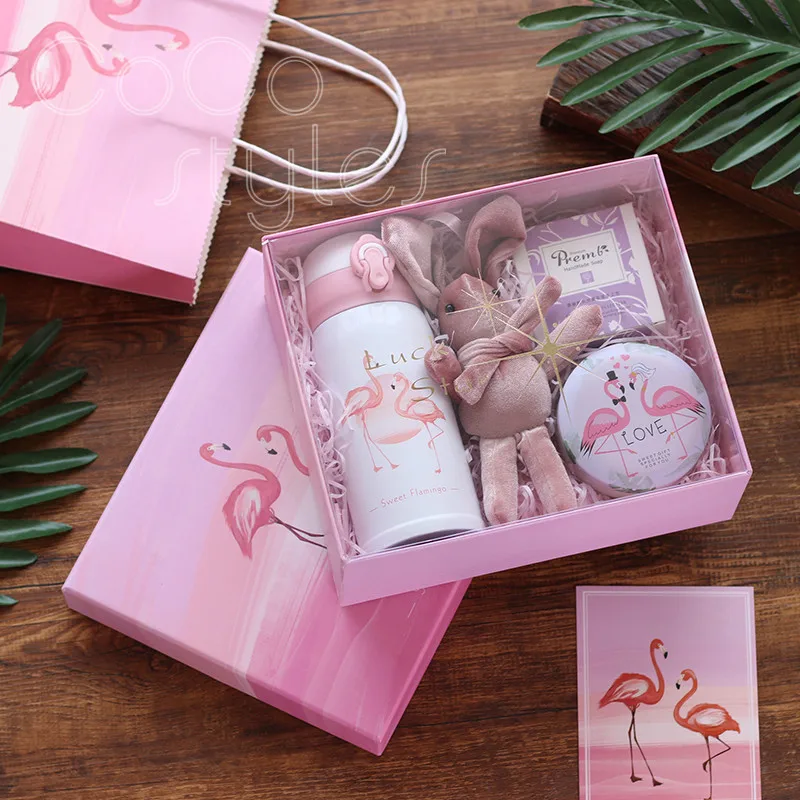 Cocostyles Bespoke Fashion Hot Pink Gift Box With Snacks Thermos Lovely