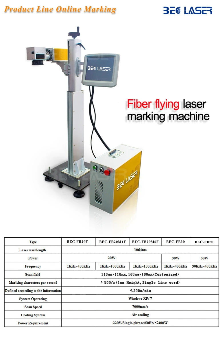10w 30w pvc abs pc tube wire fiber laser marking machine for date and numbers