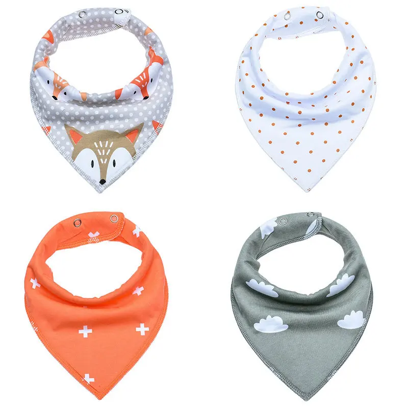 

Foreign trade explosions ins high quality baby saliva towel triangle towel baby bib breastfeeding towel 4 Pack