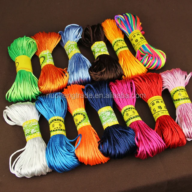 

Wholesale  25 Colors Chinese Knot Rattail Nylon Stain String Beading Cord For Bracelet, Multi colors for options
