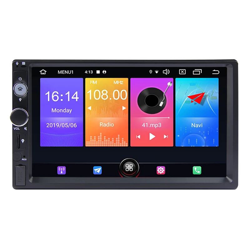 

7'' 2Din Android10.0 Universal Car Audio Radio GPS with 2G RAM 16G ROM OBD DAB TPMS WIFI 3G Mirror-Link etc WT7098S