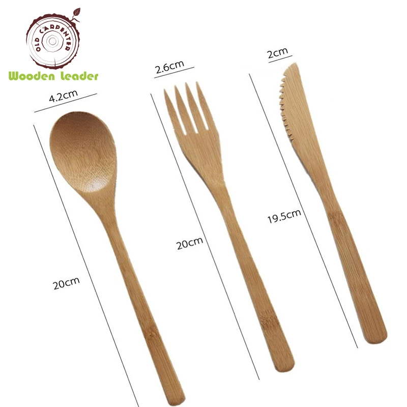 bamboo picnic cutlery set