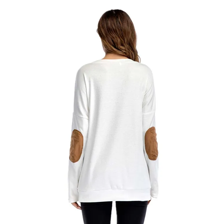 Custom Logo Winter Loose plain Pockets Long-sleeve Print T-shirt Women
