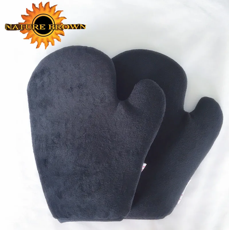 
Professional hot selling velvet back tanning mitts black 